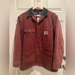 Carhartt  Chore Coat Blanket Lined Port Red Med Jacket Vtg Distressed red/clay